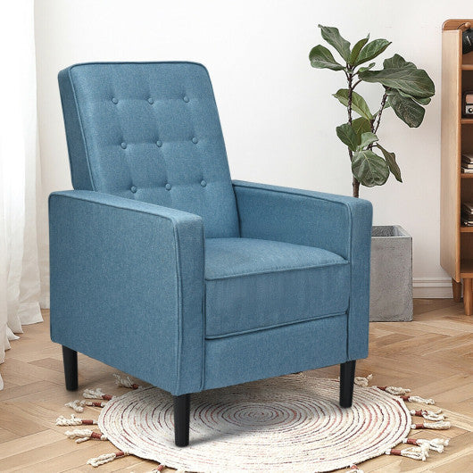 Mid-Century Push Back Recliner Chair -Blue