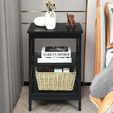 3-tier Nightstand Sofa Side End Accent Table-Black