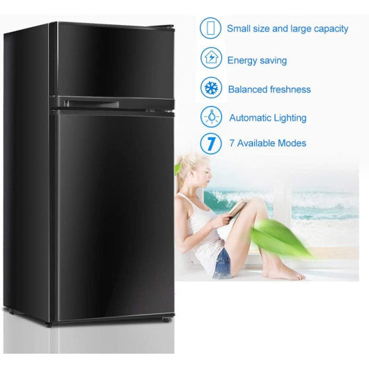 2 Doors Cold-rolled Sheet Compact Refrigerator-Black