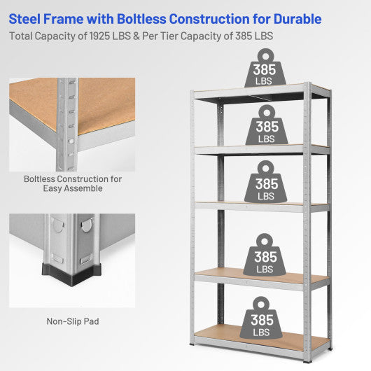 72" Storage Shelf Steel Metal 5 Levels Adjustable Shelves