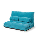 6-Position Adjustable Sleeper Lounge Couch with 2 Pillows-Blue