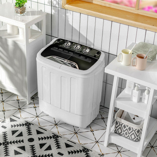 8 Lbs Compact Mini Twin Tub Washing Spiner Machine for Home and Apartment