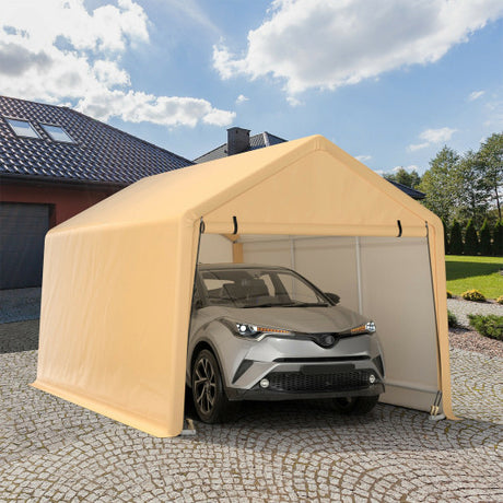 9 x 17 Feet Heavy Duty Carport Canopy-Yellow