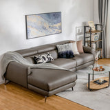 Leather Air Power Reclining Sectional Sofa with Adjustable Headrests-Gray