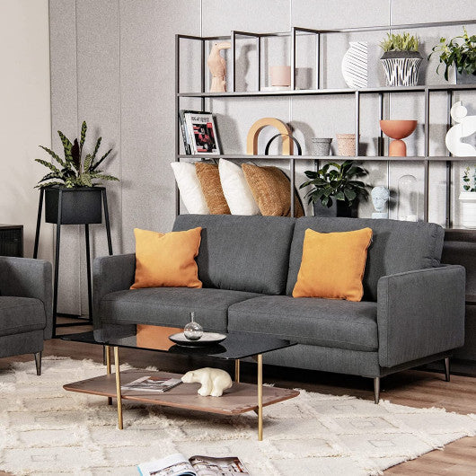 Modern Loveseat with Comfy Backrest Cushions-Gray