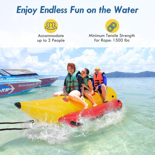 3-Person Inflatable Banana Boat with Electric Air Pump Carrying Bag and Repair Kit