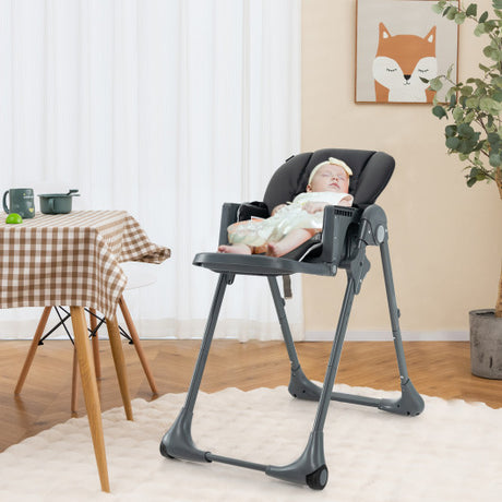 3-In-1 Convertible Baby High Chair for Toddlers-Black