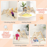 3-in-1 Triangular Climbing Toys for Toddlers-Natural