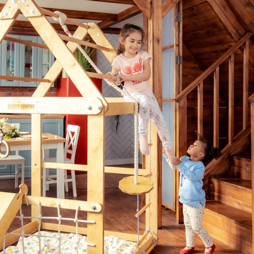 3in1 Wooden Playhouse with Swings and Seesaw