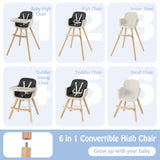 3-in-1 Convertible Wooden High Chair with Cushion-Black