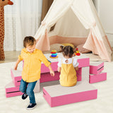 8-Piece 4-in-1 Kids Climb and Crawl Foam Playset-Pink