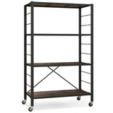 4-tier Foldable Storage Shelf for Tool Room Kitchen Living Room-Black
