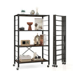 4-tier Foldable Storage Shelf for Tool Room Kitchen Living Room-Black