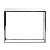 36" White and Silver Glass Frame Console Table