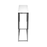 36" White and Silver Glass Frame Console Table