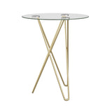 Geometric Clear Glass and Gold Round Table