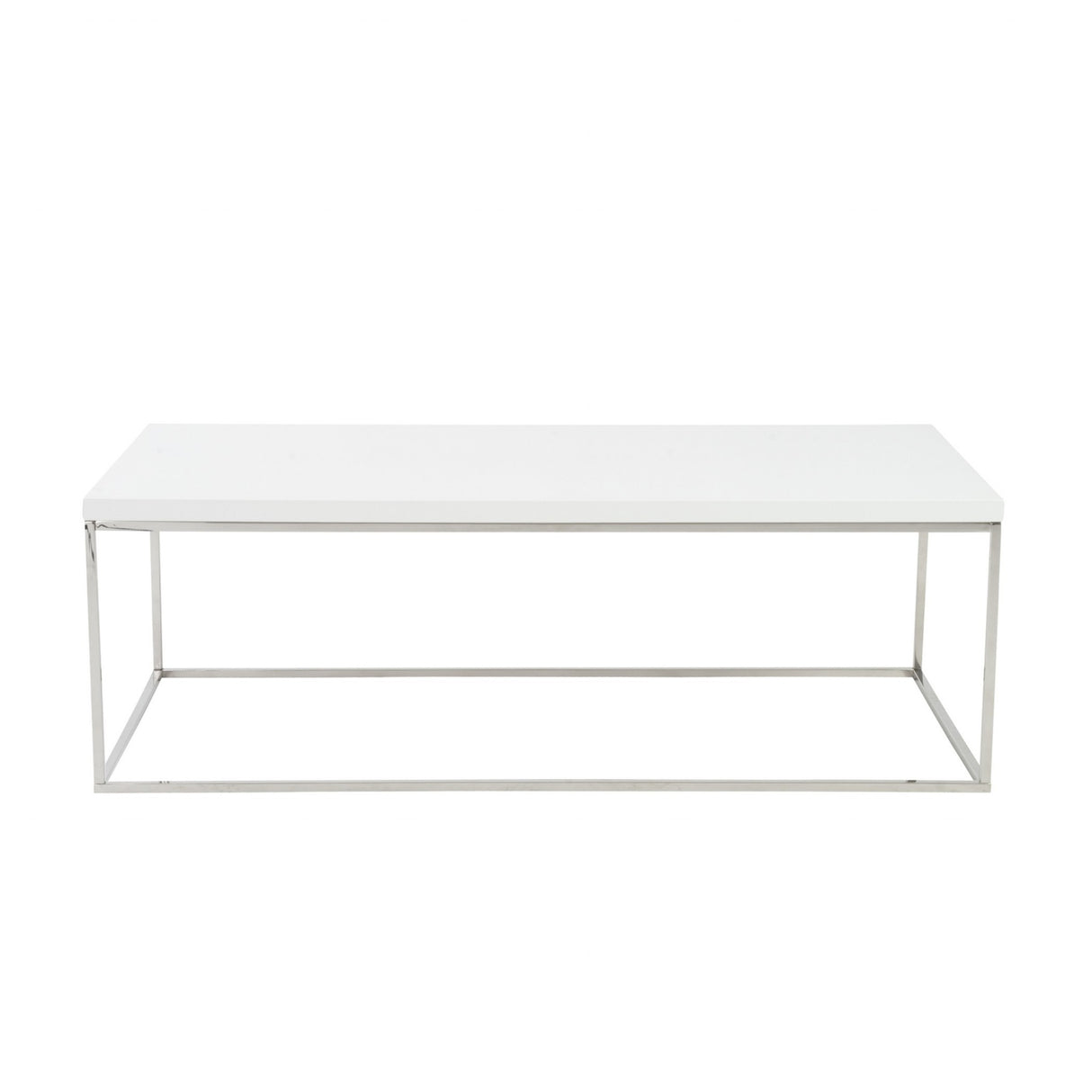 47" White And Silver Metal Coffee Table