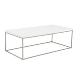 47" White And Silver Metal Coffee Table