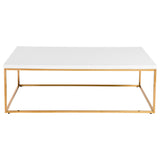 47" White And Gold Metal Coffee Table