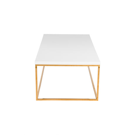 47" White And Gold Metal Coffee Table