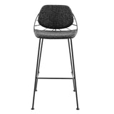 Set of Two 30" Black Steel Low Back Bar Height Bar Chairs