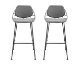 Set of Two 30" Light Gray And Black Steel Low Back Bar Height Bar Chairs