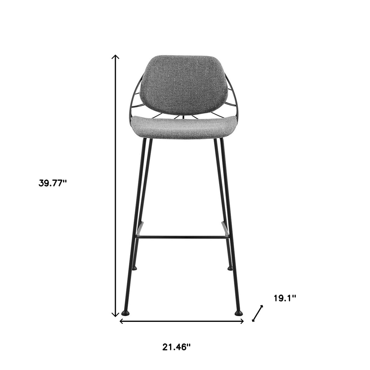 Set of Two 30" Light Gray And Black Steel Low Back Bar Height Bar Chairs