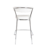 Set of Two 26" White And Silver Steel Low Back Counter Height Bar Chairs