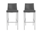 Set of Two 31" Gray And Silver Steel Low Back Bar Height Bar Chairs