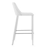 30" White Steel Low Back Bar Height Bar Chair