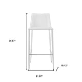 30" White Steel Low Back Bar Height Bar Chair