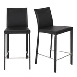 Set of Two 26" Black Steel Low Back Counter Height Bar Chairs