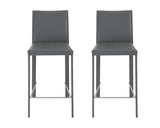 Set of Two 26" Gray Steel Low Back Counter Height Bar Chairs