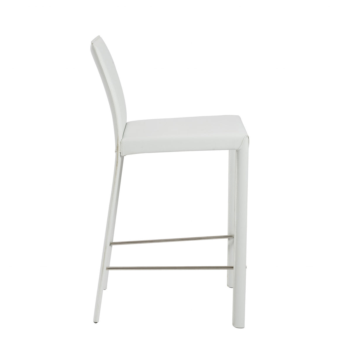 Set of Two 26" White Steel Low Back Counter Height Bar Chairs