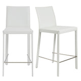 Set of Two 26" White Steel Low Back Counter Height Bar Chairs