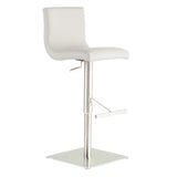 32" White And Silver Steel Swivel Low Back Bar Height Bar Chair