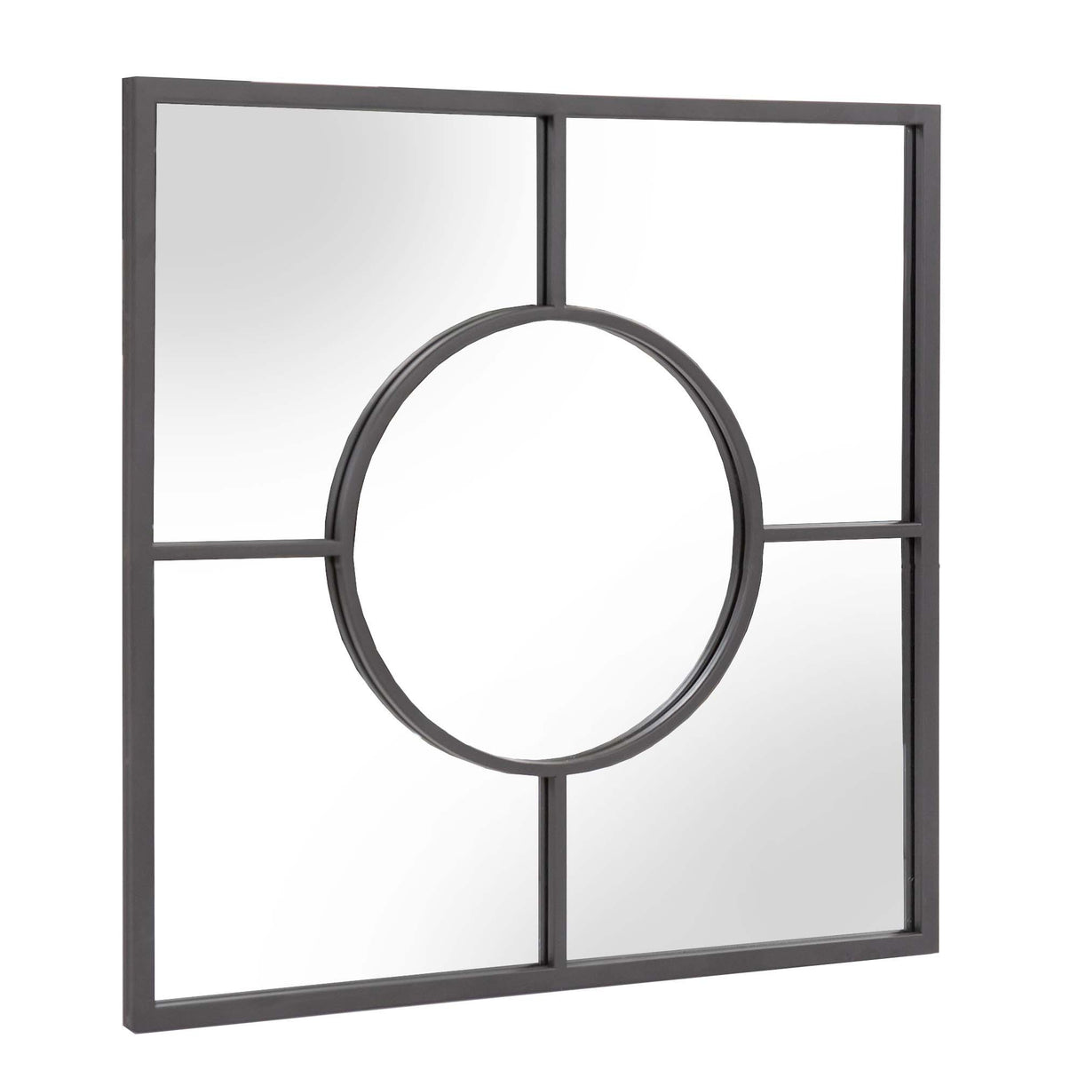 24" Graphite Square Metal Framed Accent Mirror