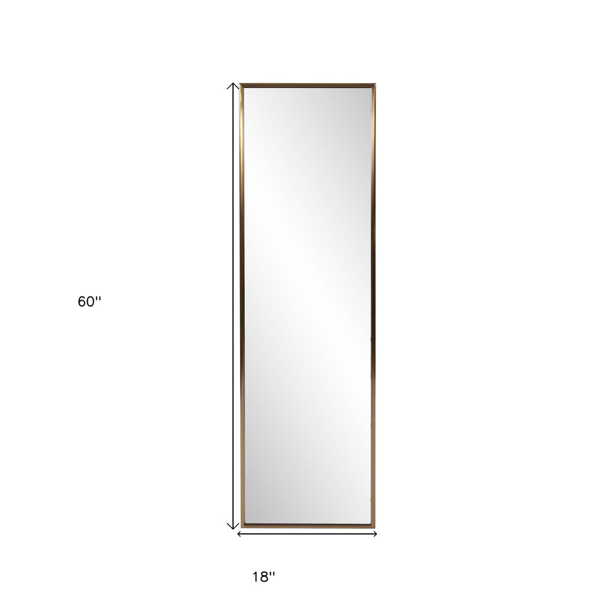 Antiqued Brushed Brass Rectangular Full Length Wall Mirror