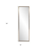 Antiqued Brushed Brass Rectangular Full Length Wall Mirror