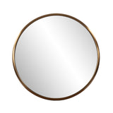 20" Antiqued Brass Round Metal Framed Accent Mirror