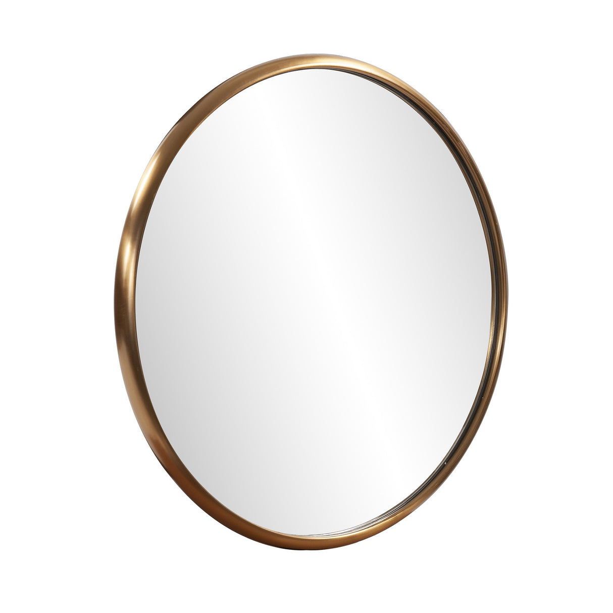 20" Antiqued Brass Round Metal Framed Accent Mirror