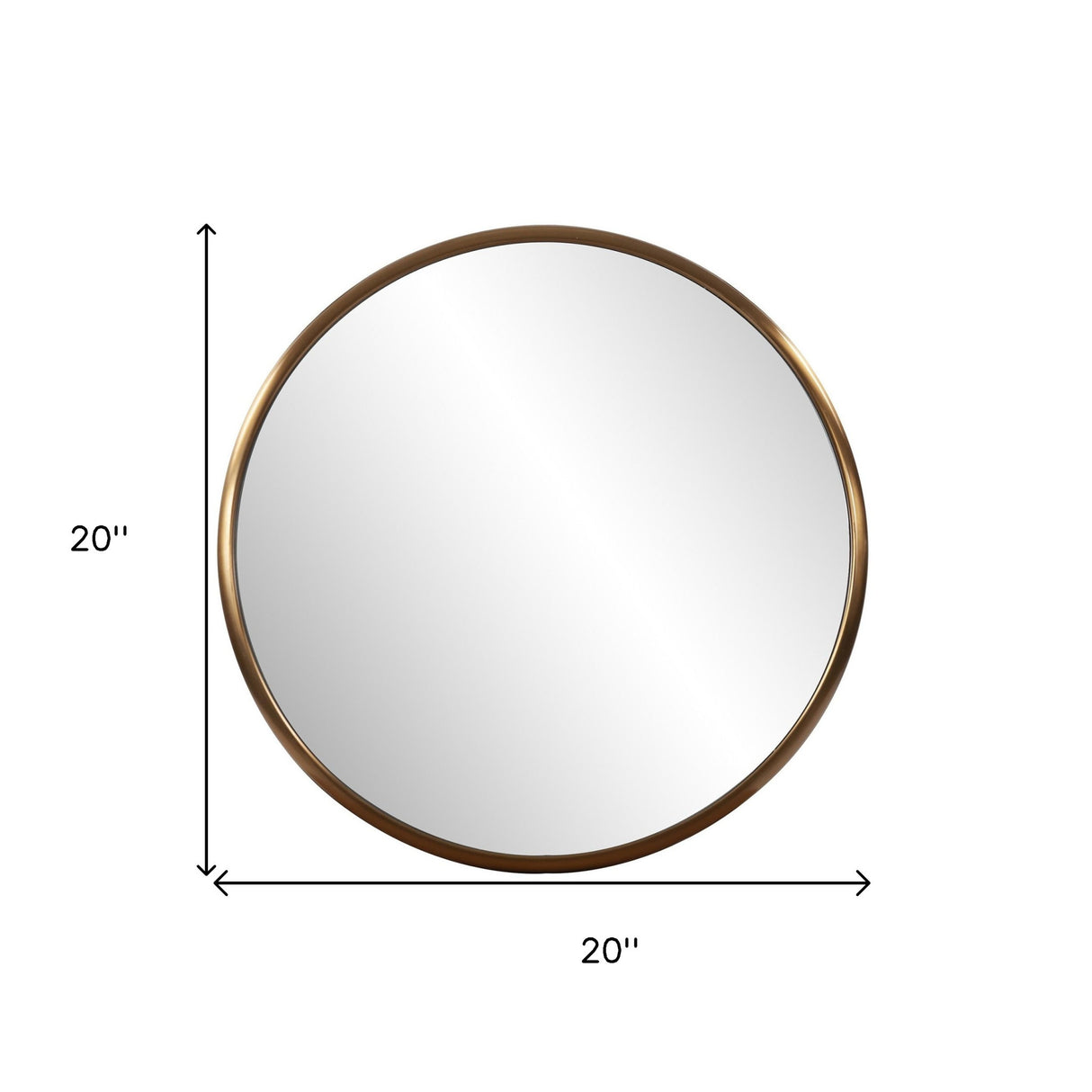 20" Antiqued Brass Round Metal Framed Accent Mirror