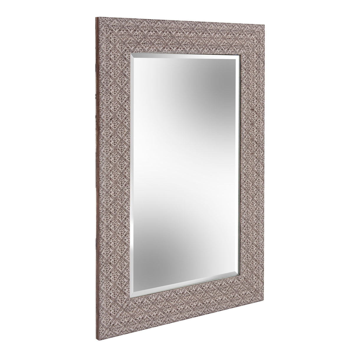 35" Gray Faux Wood Framed Accent Mirror