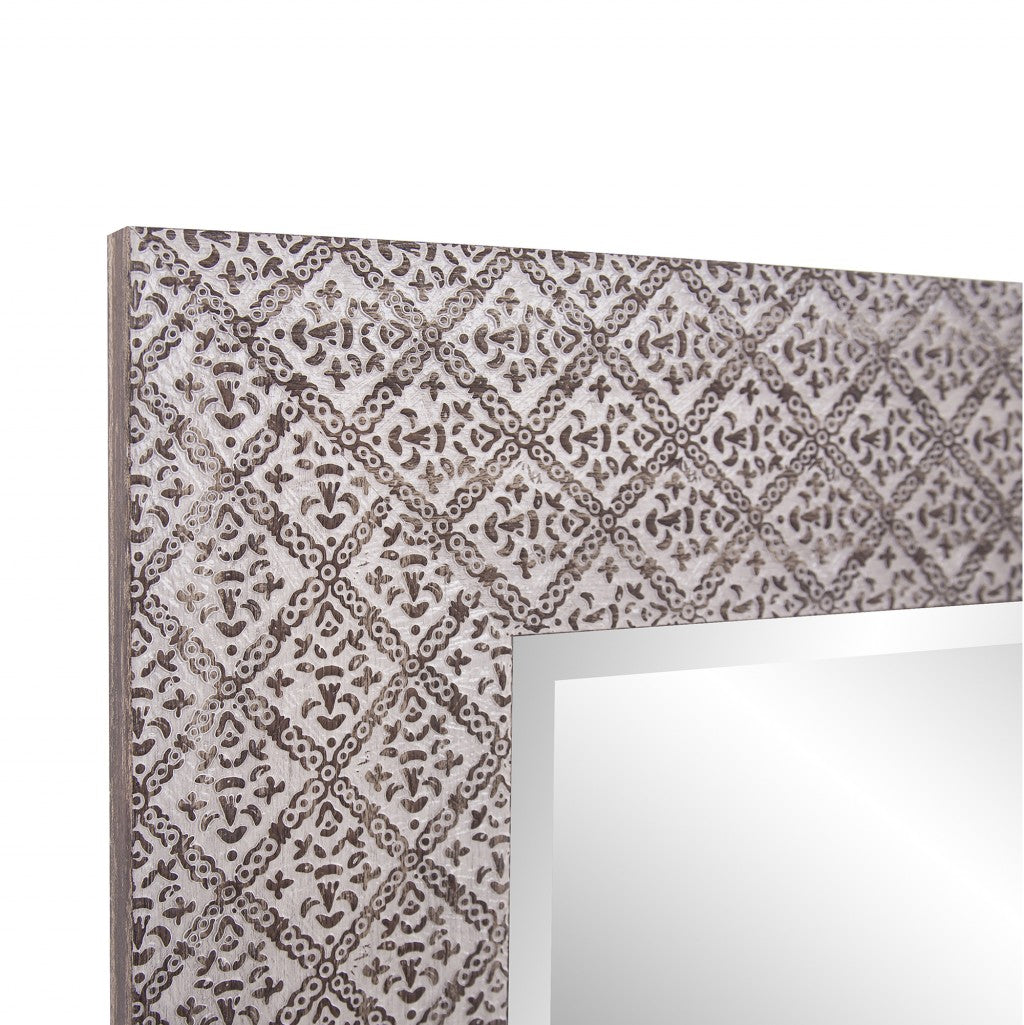 35" Gray Faux Wood Framed Accent Mirror