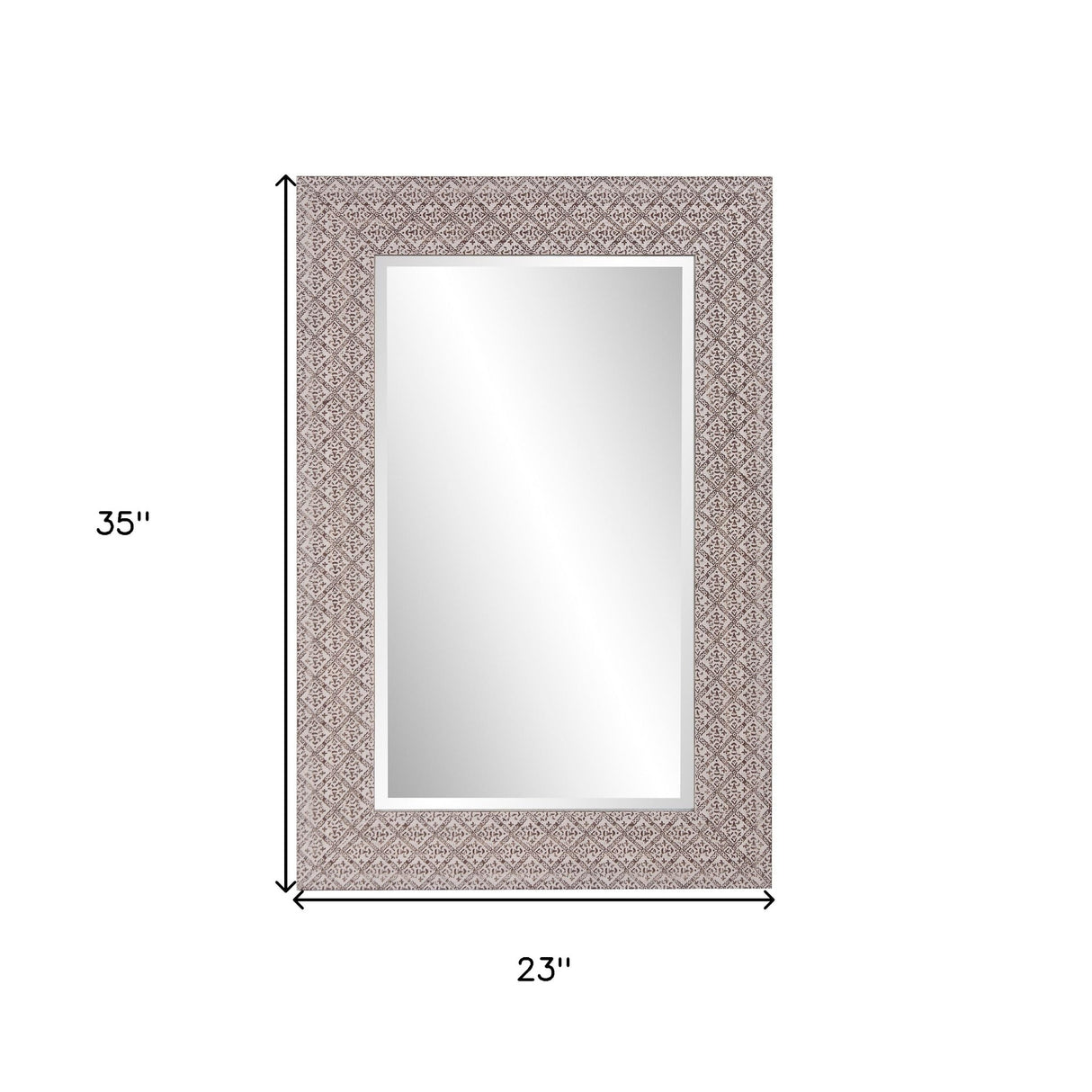 35" Gray Faux Wood Framed Accent Mirror