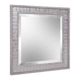 Warm Gray Faux Wood Square Mirror