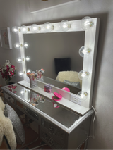 White Rectangle Accent Wood Mirror