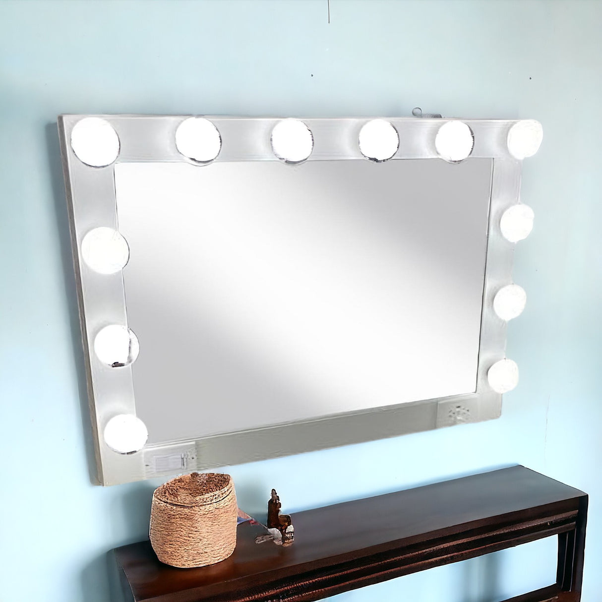 28" White Wood Framed Accent Mirror