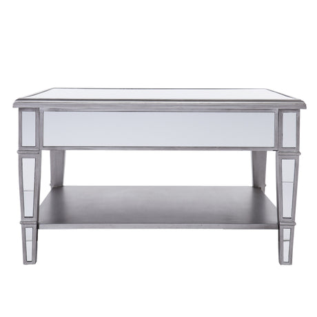 29" Silver Glass Square Mirrored Coffee Table