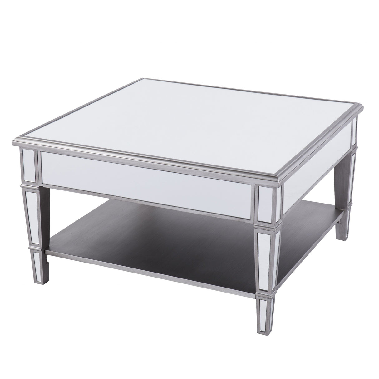 29" Silver Glass Square Mirrored Coffee Table